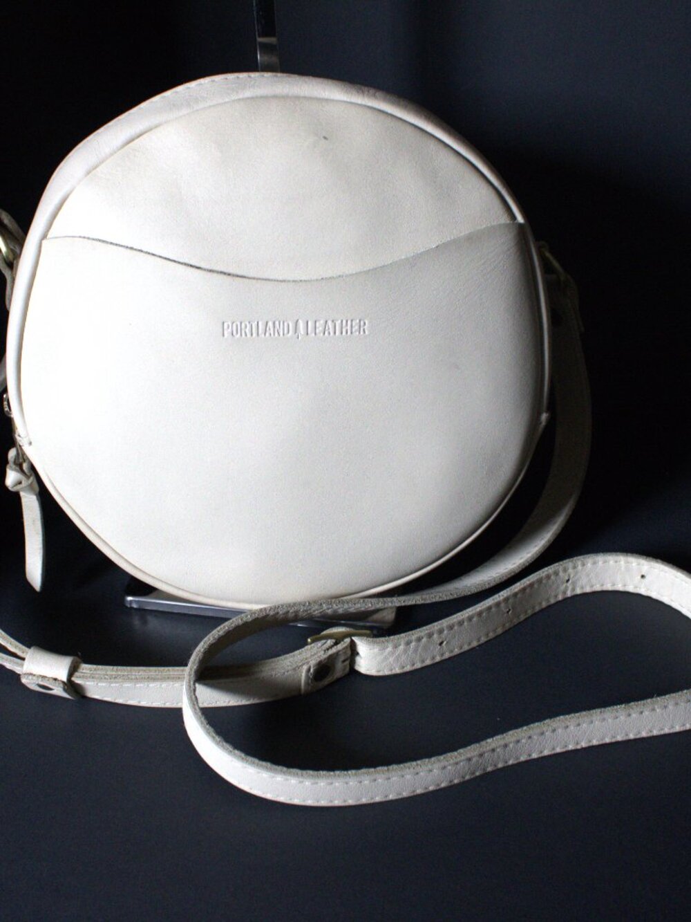 Portland Leather Goods, Bone Leather Circle Crossbody Handbag, Gold Hardware
